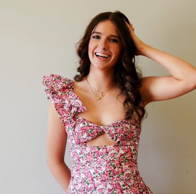 Lola Winters in Pink Rose Dress